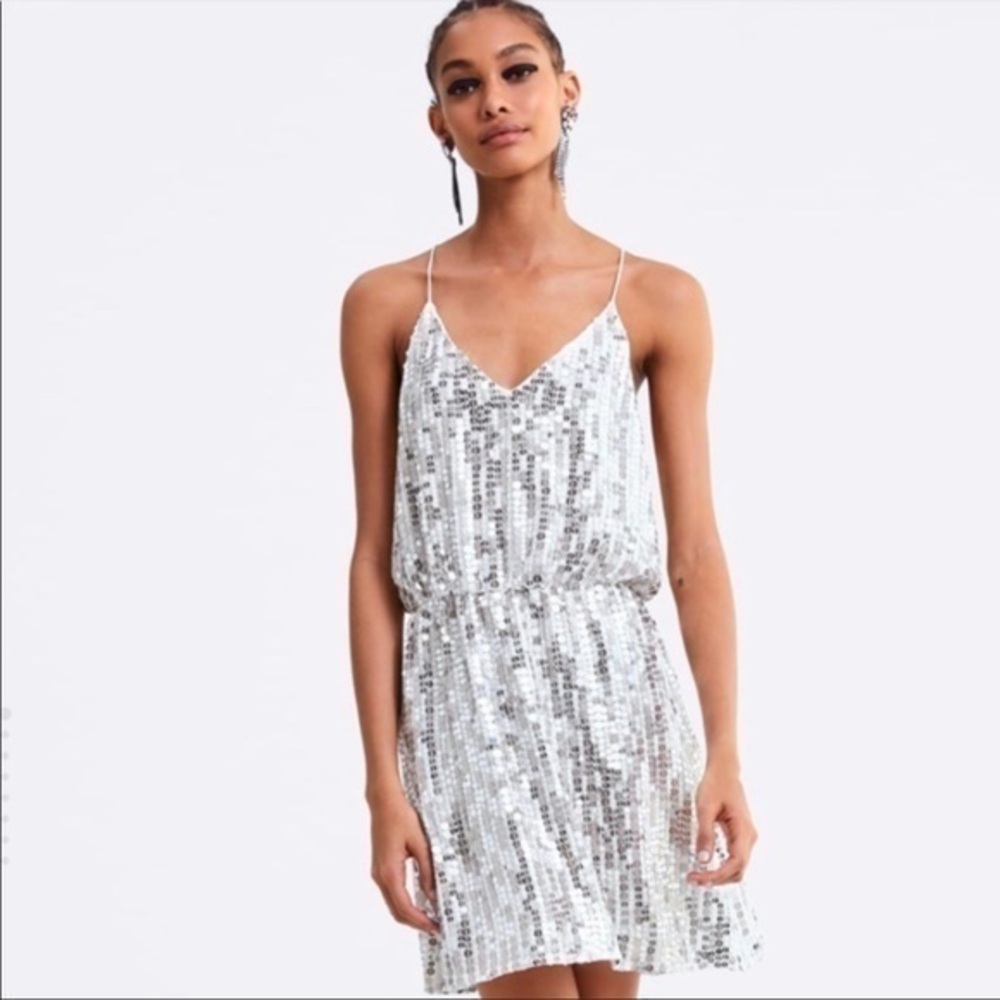 Zara Silver Sequin Mini Dress - NWT